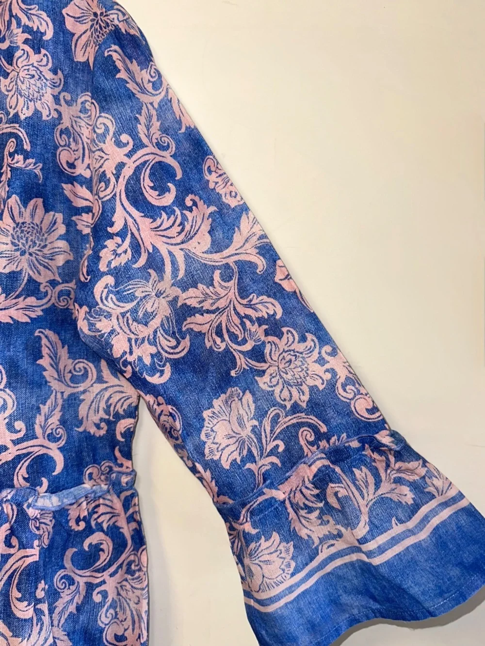 Johnny Was Workshop Florentina 2 Piece Set Blue Pink Floral Cotton Boho S/M
